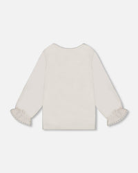Jersey Top Off-White With Embroidered Floral Sleeves - H20F70_101