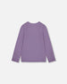 Organic Cotton Jersey Top Purple Gray With Owl - H20F71_547