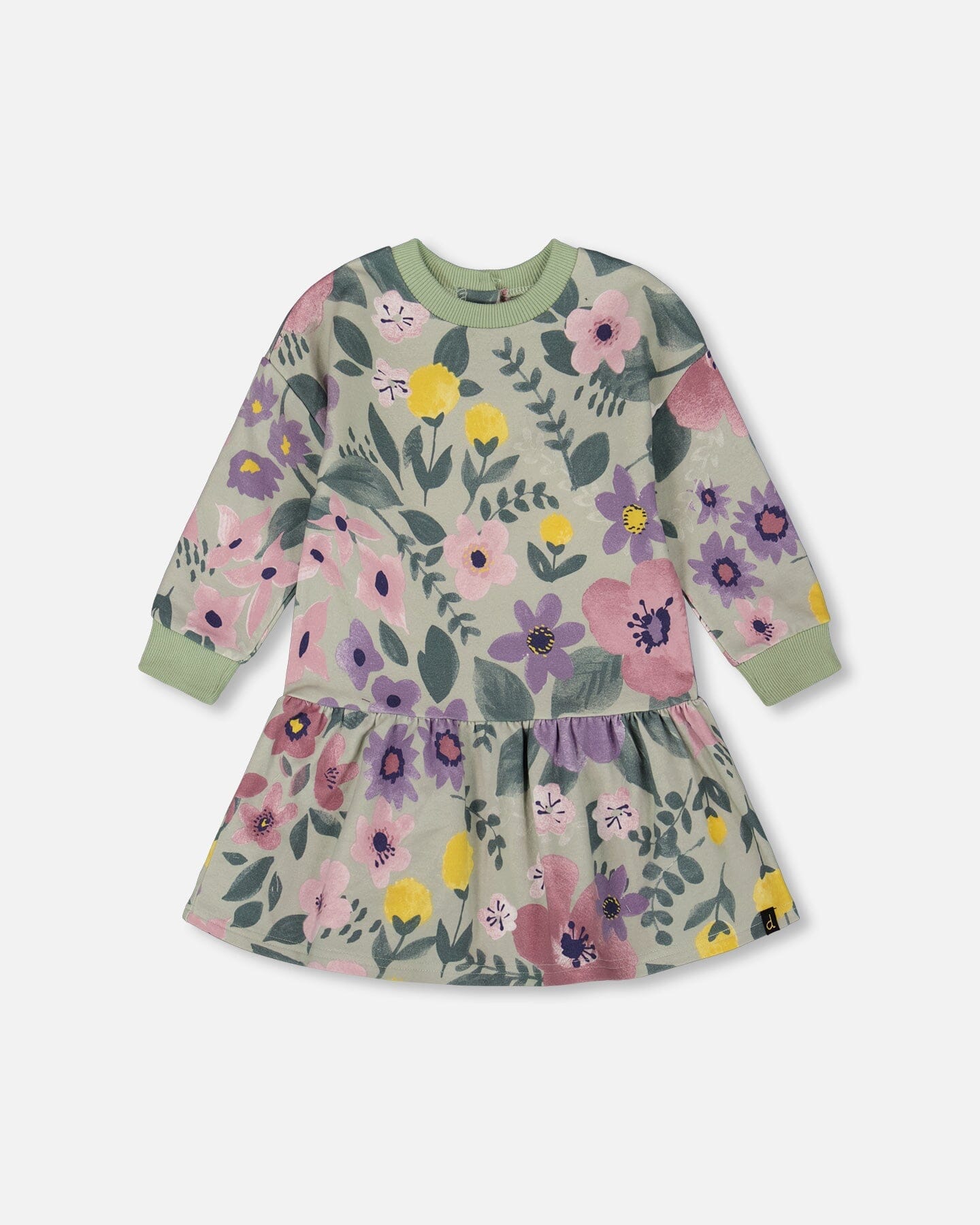 Stretch Fleece Dress Sage Floral - H20F88_046