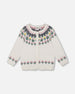 Jacquard Knit Cardigan Off-White With Floral Pattern - H20FT31_101