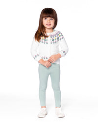 Jacquard Knit Cardigan Off-White With Floral Pattern - H20FT31_101