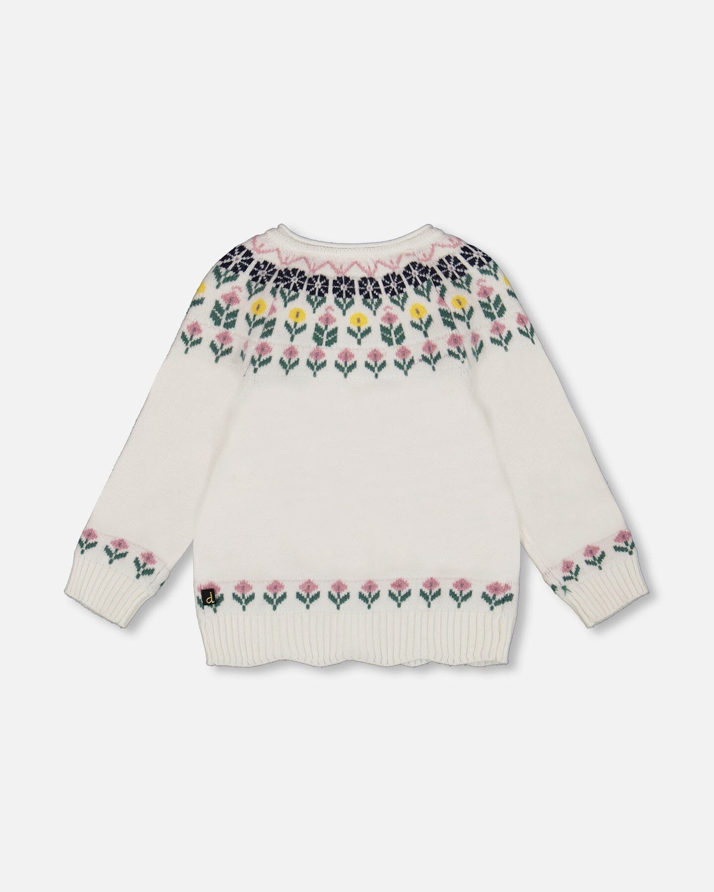 Jacquard Knit Cardigan Off-White With Floral Pattern - H20FT31_101