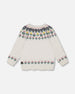 Jacquard Knit Cardigan Off-White With Floral Pattern - H20FT31_101