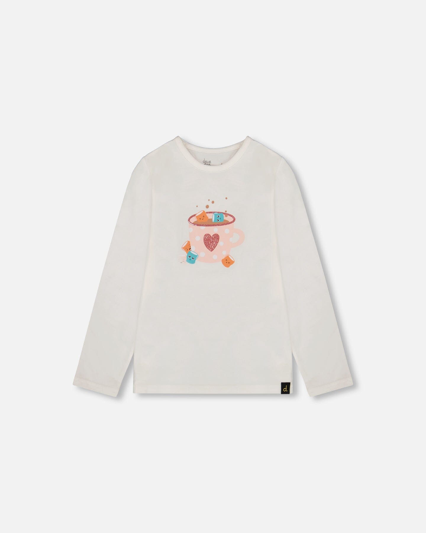 Organic Cotton Long Sleeve T-Shirt Off-White With Hot Chocolate - H20G70_101