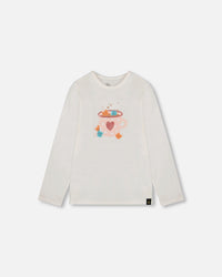 Organic Cotton Long Sleeve T-Shirt Off-White With Hot Chocolate - H20G70_101