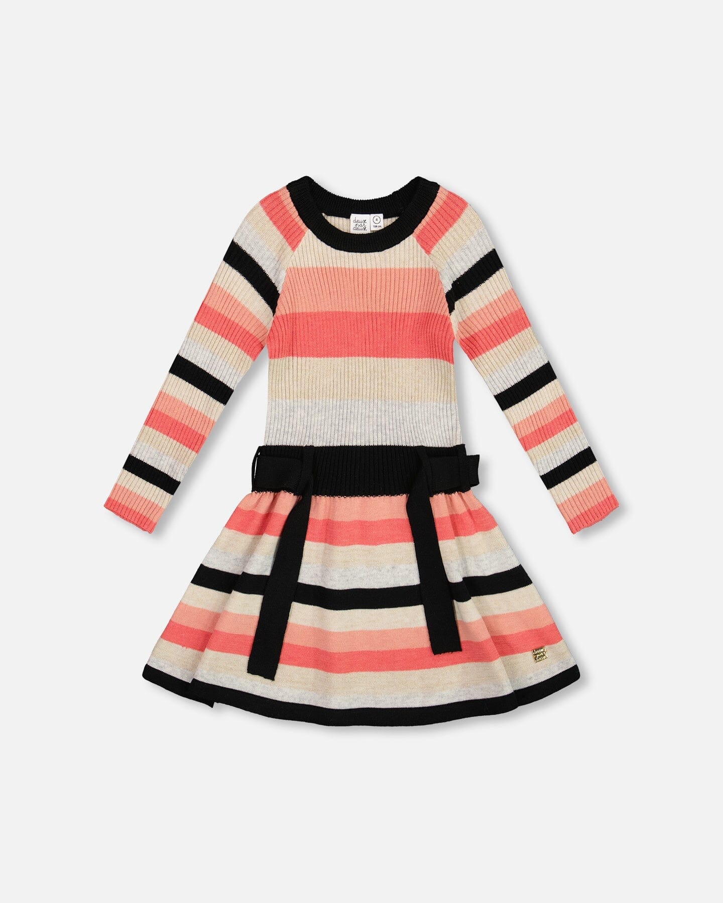 Striped Knit Dress Beige Black And Pink - H20HT85_000