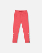 Organic Cotton Leggings Red With Apples