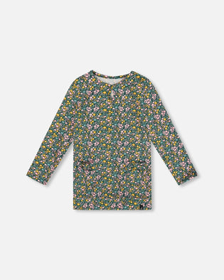 Jersey Tunic Green With Floral Print - H20J77_073