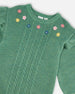 Knitted Dress Sage Green With Ruffles And Floral Embroidery - H20JT85_340