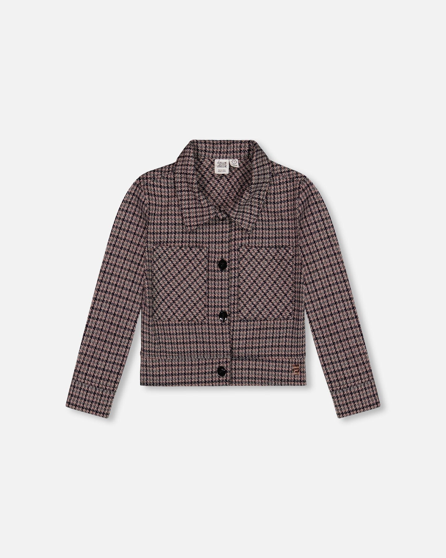 Jacquard Knit Jacket With Houndstooth Pattern - H20K52_076