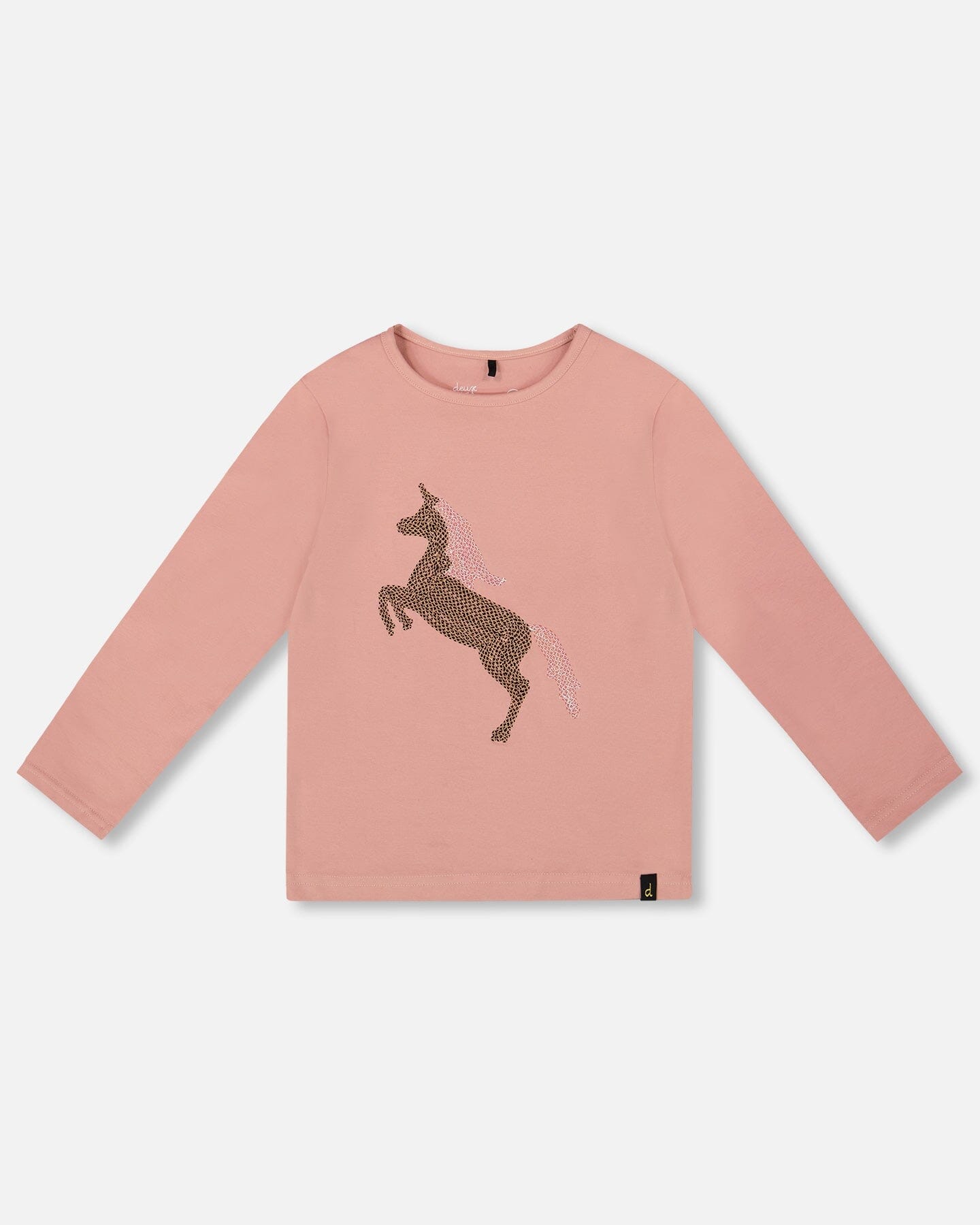 Organic Cotton Long Sleeve T-Shirt Dusty Pink With Sequin Unicorn - H20K71_650