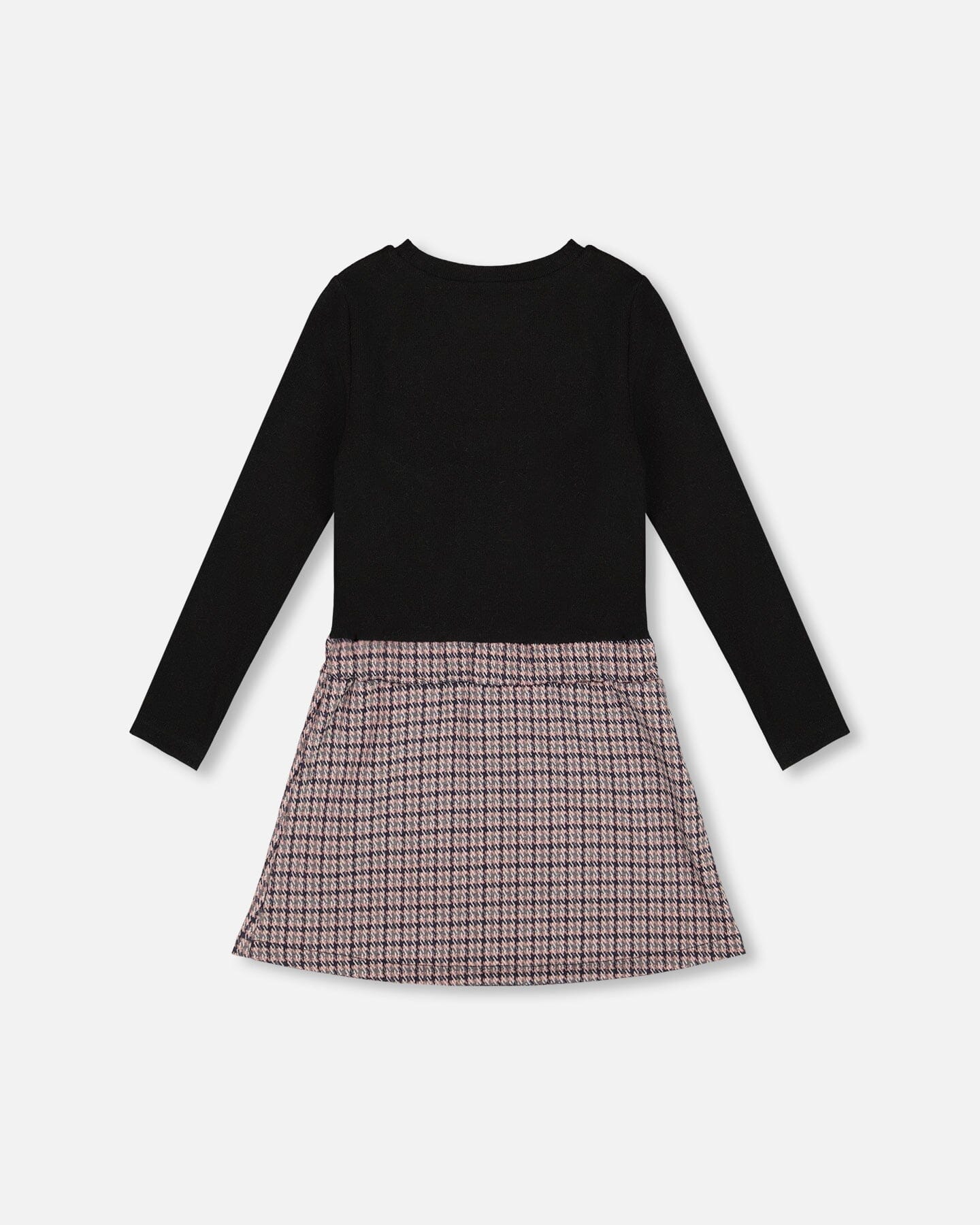 Bi-Material Dress Black And Houndstooth - H20K86_076