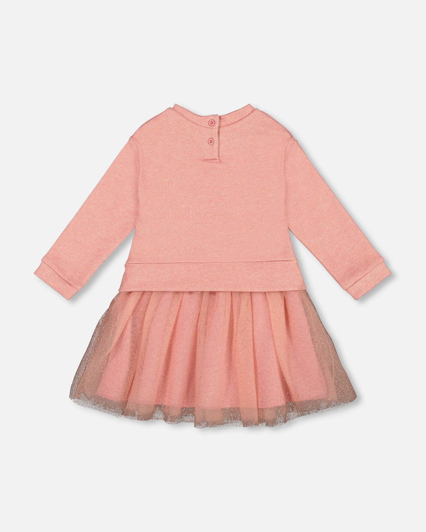 Bi-Material Dress Dusty Pink With Mesh Skirt And Unicorn - H20K87_681