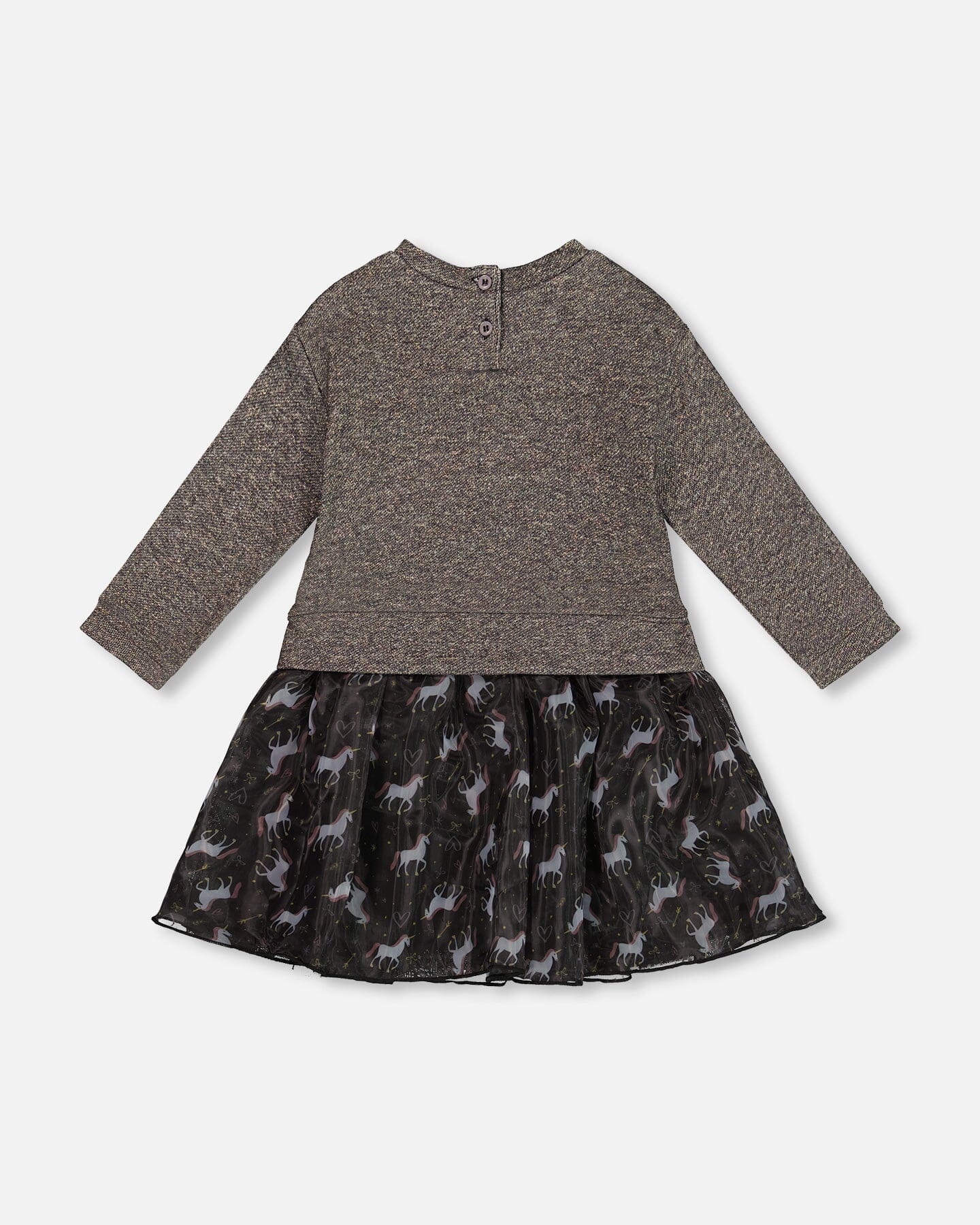 Bi-Material Dress Black With Mesh Skirt And Heart - H20K87_999