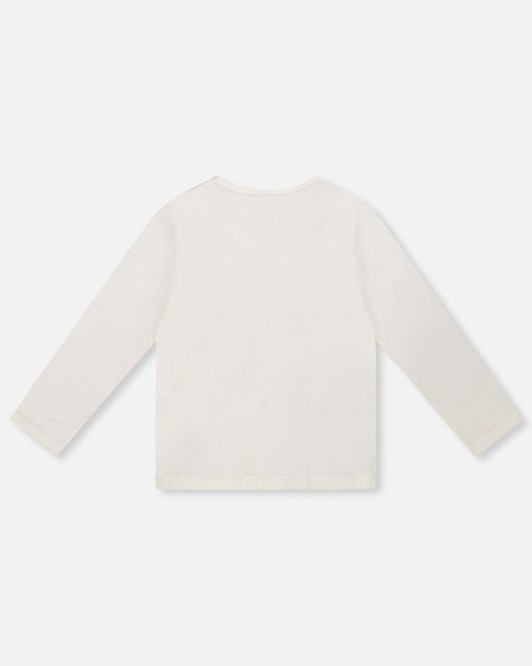 Organic Jersey T-Shirt Off-White With Teddy Bears - H20LG70_101