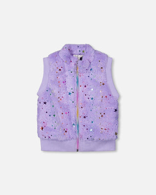 Faux Fur Zipped Vest Lavender - H20N30_564