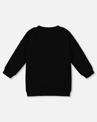 Fleece Jacquard Tunic Black With Heart Applique - H20N76_999