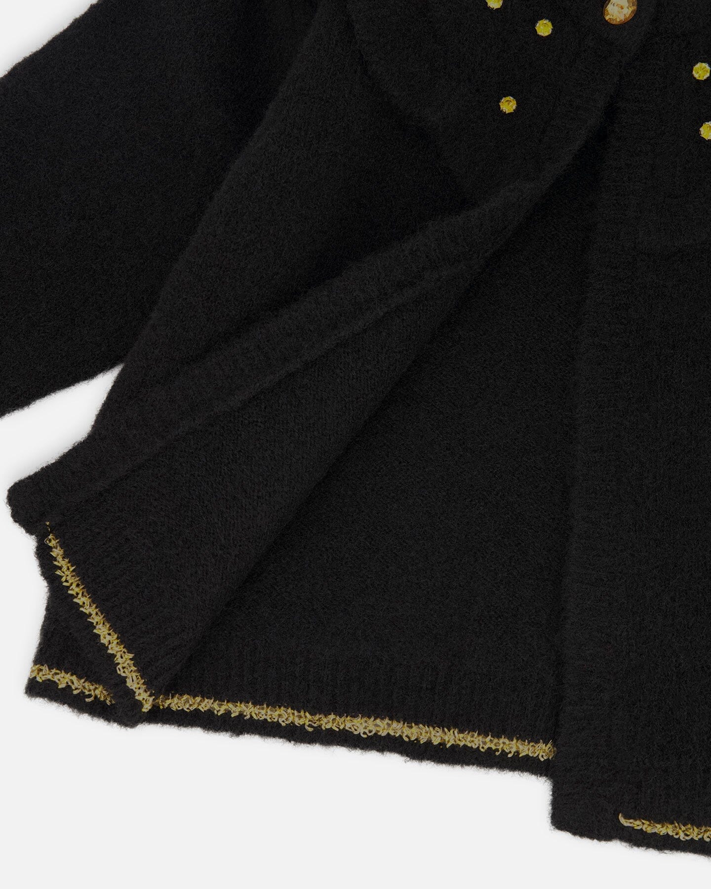 Knitted Cardigan With Rhinestones Black - H20OGT31_999