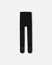 Knit Tights Black With Tone-On-Tone Star Pattern - H20OGT_999