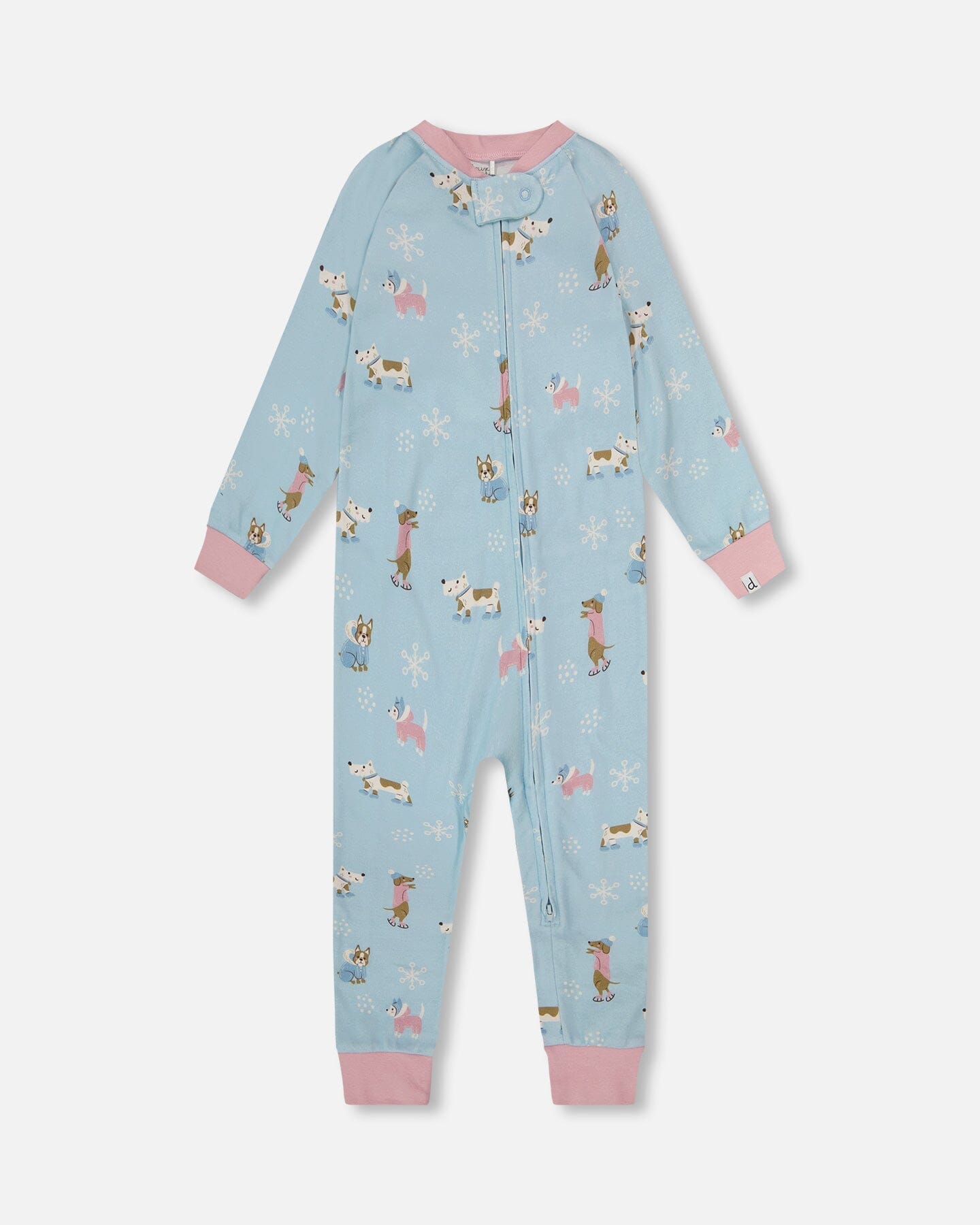 Organic Cotton Interlock One-Piece Pajama Blue Dog Print - H20PG40US_039