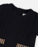Short Sleeve Bi-Material Milano And Jacquard Knit Dress Black - H20Q86_999