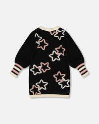 Long Sleeve Knit Dress Black With Stars - H20QT94_999