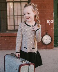 Long Sleeve Knit Sweater Dress Black And Beige - H20QT95_999