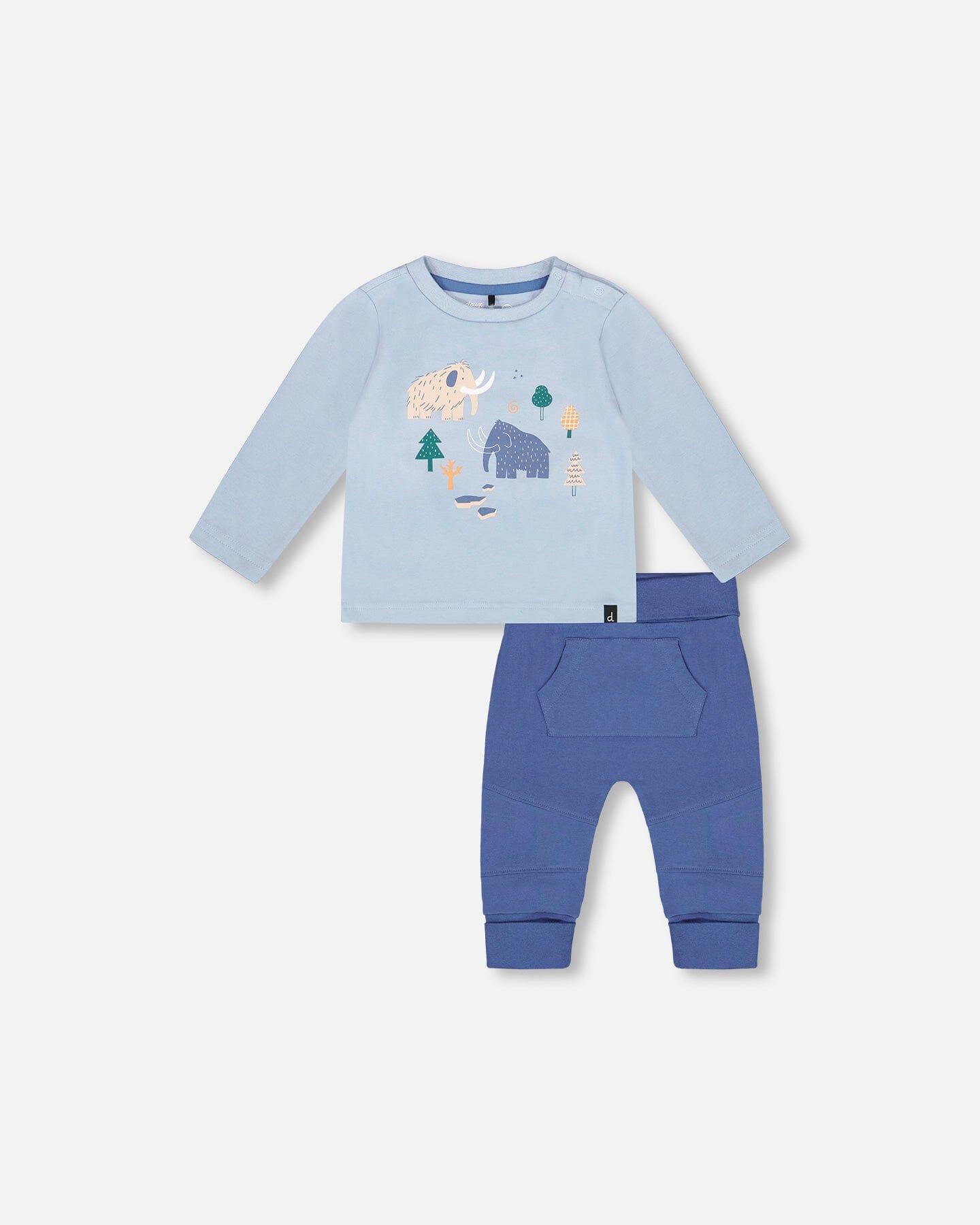 Organic Cotton Jersey Two-Piece Top And Pant Set Blue - H20S10_480