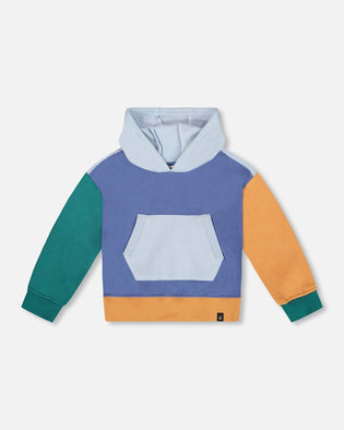 Long Sleeve Colorblocked Hooded Fleece Sweatshirt Blue - H20S32_480