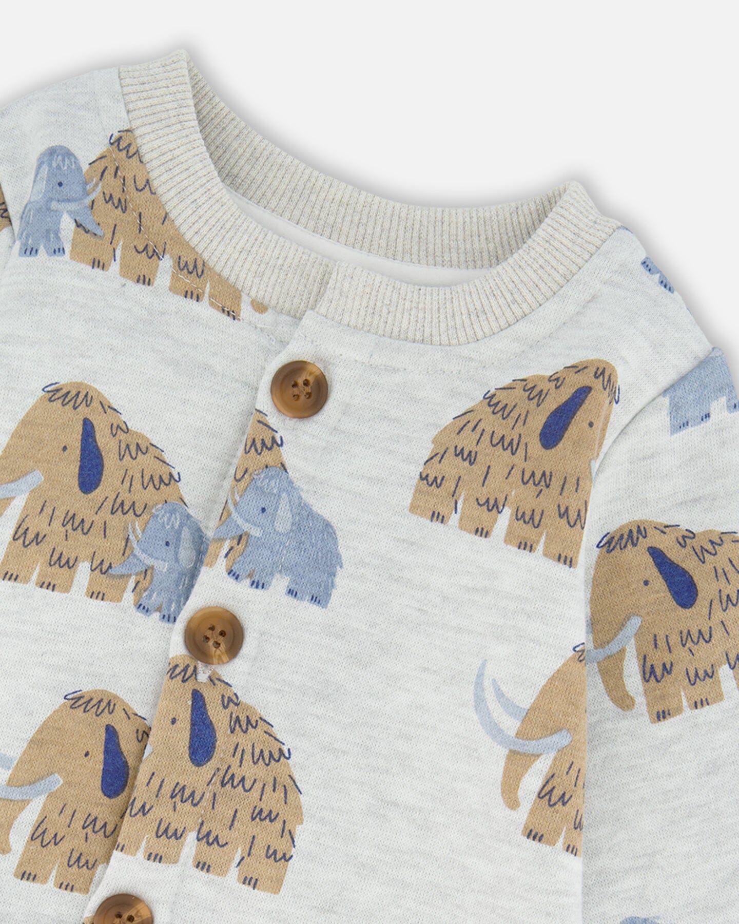 One-Piece Fleece Romper Beige Mammoth Print - H20S40_059