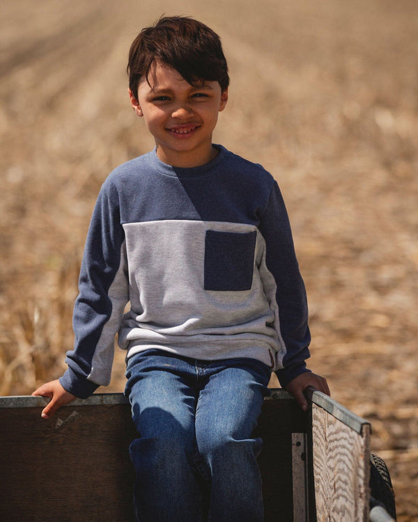 Long Sleeve Super Soft Brushed Jersey Top Color Block Light Heather Gray - H20U10_191