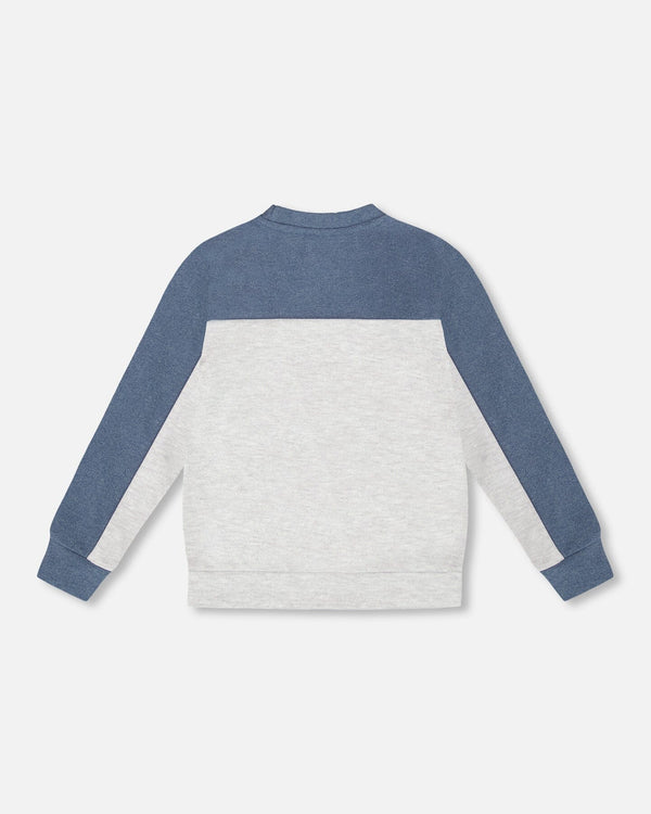 Long Sleeve Super Soft Brushed Jersey Top Color Block Light Heather Gray - H20U10_191