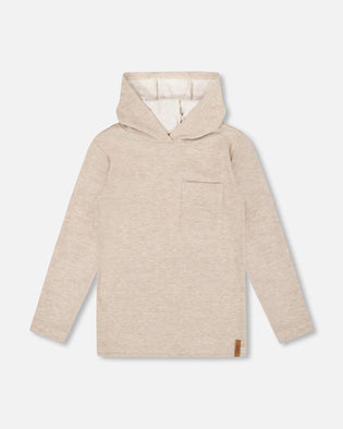 Long Sleeve Super Soft Brushed Jersey Hooded Tee Heather Beige - H20U11_193