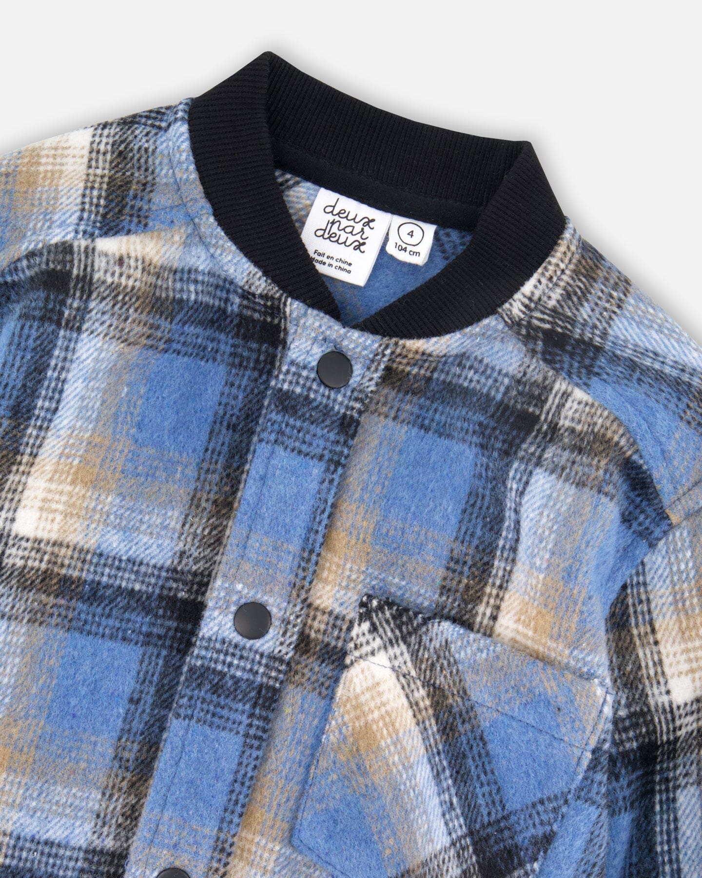 Long Sleeve Brushed Plaid Button Down Shirt Avec Rib Collar - H20U12_000