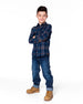 Long Sleeve Flannel Shirt Blue And Brown Plaid - H20U13_090