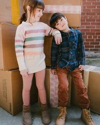 Long Sleeve Flannel Shirt Blue And Brown Plaid - H20U13_090