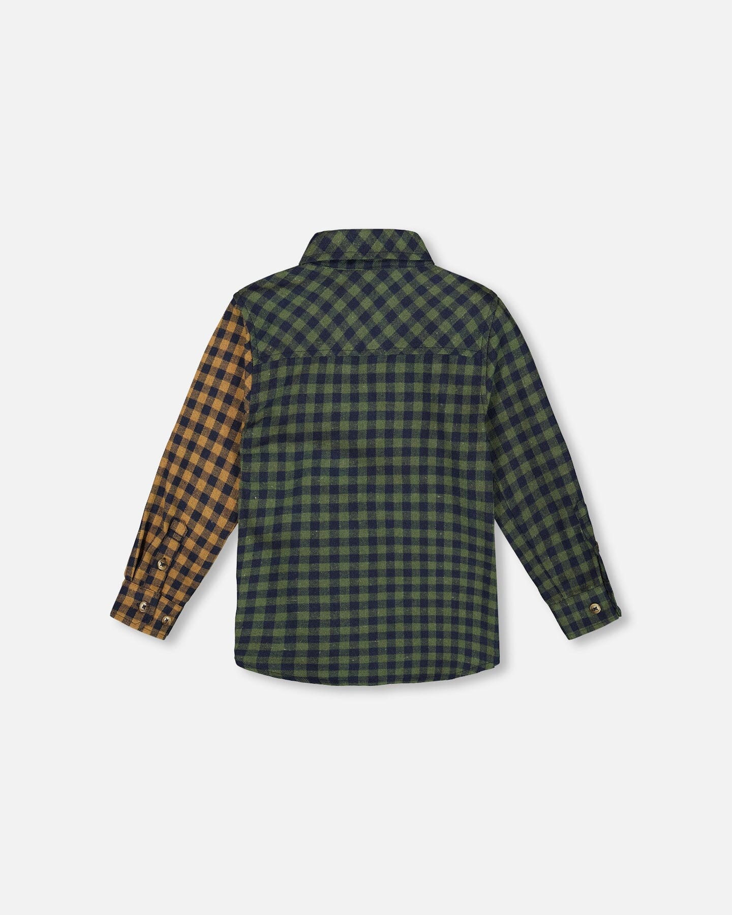 Long Sleeve Flannel Shirt Yellow And Green Plaid - H20U13_091