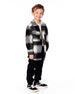 Long Sleeve Zip Front Overshirt With Pockets Black And White - H20U18_000