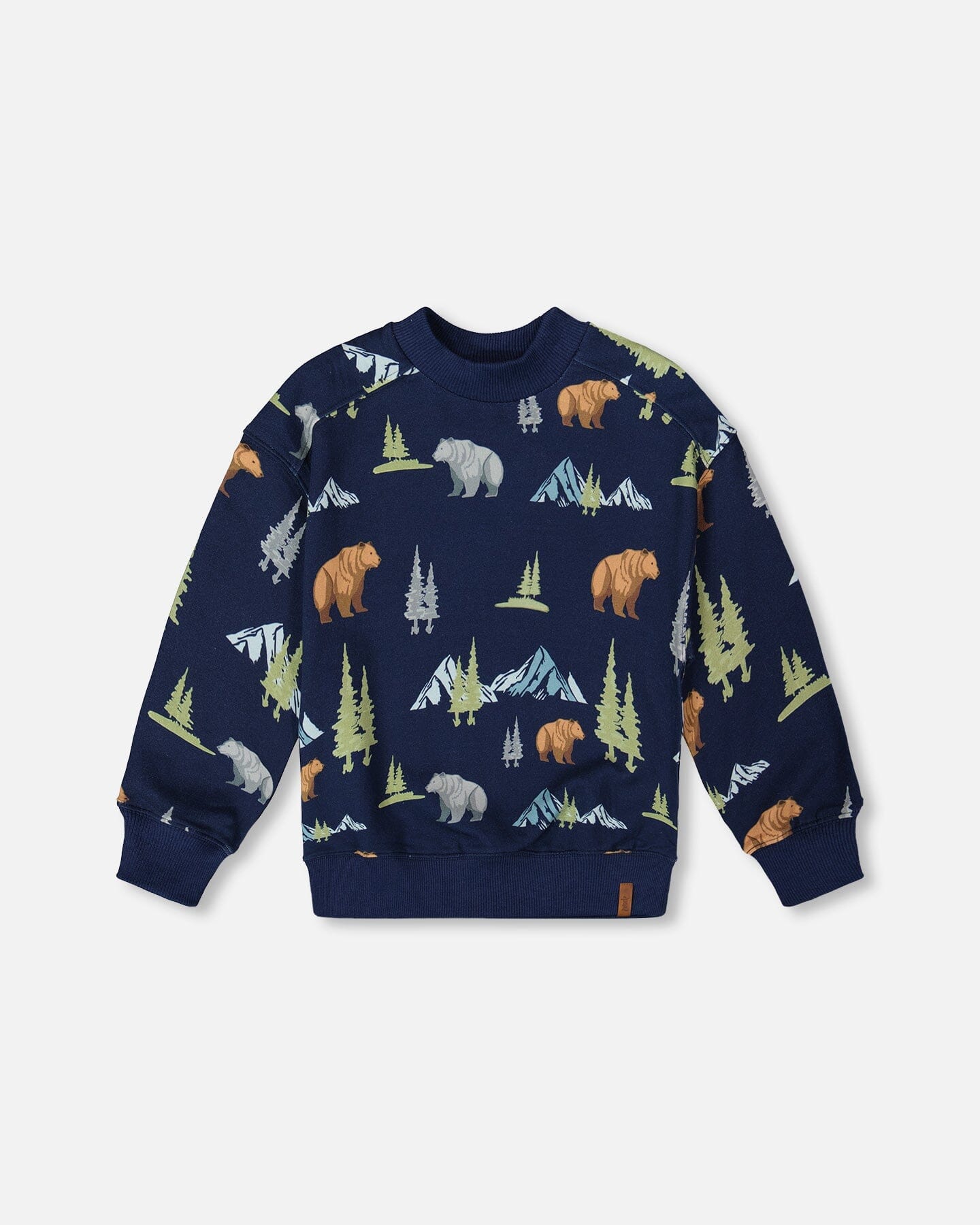 Pullover Fleece Sweatshirt Navy Animal Print - H20U37_030