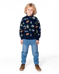 Pullover Fleece Sweatshirt Navy Animal Print - H20U37_030