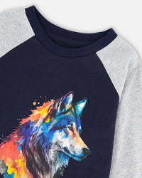 Long Raglan Sleeve Jersey Tee Navy Blue - H20U70_481