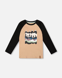 Long Raglan Sleeve Jersey Tee Beige - H20U70_915