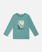 Long Sleeve Cotton Jersey Tee Shirt Sage Green