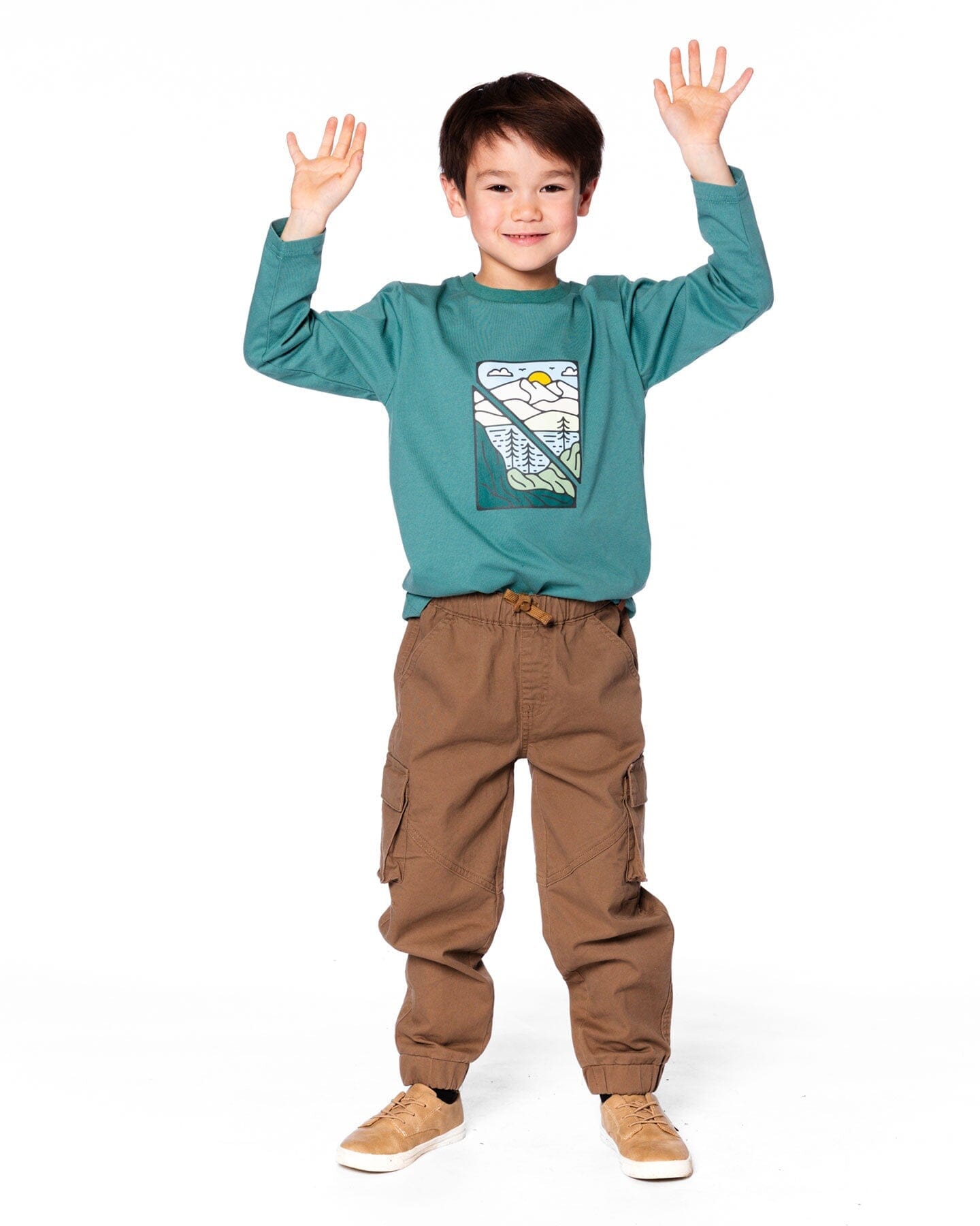 Long Sleeve Cotton Jersey Tee Shirt Sage Green - H20U74_930