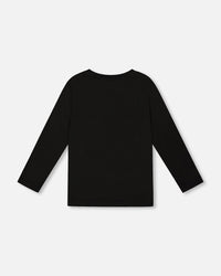 Long Sleeve Cotton Jersey Tee Shirt Black - H20U74_999