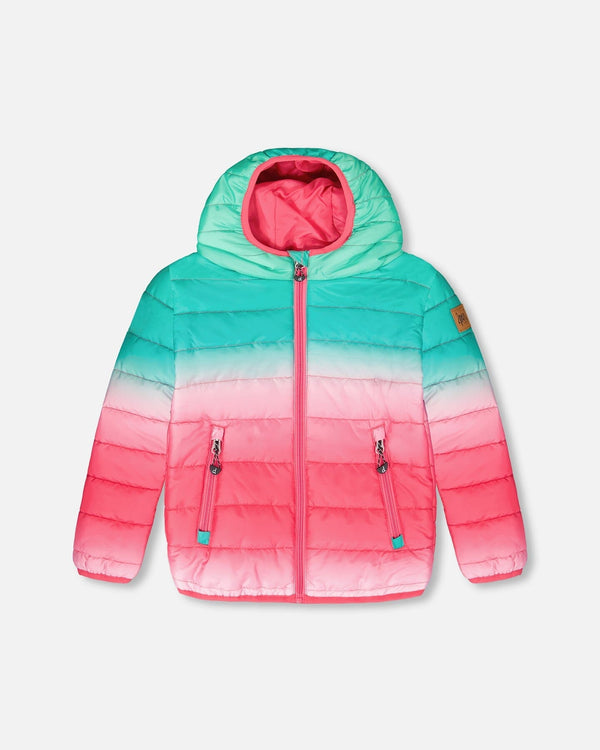 Quilted Mid-Season Jacket Green And Pink Gradient - H20W64_035