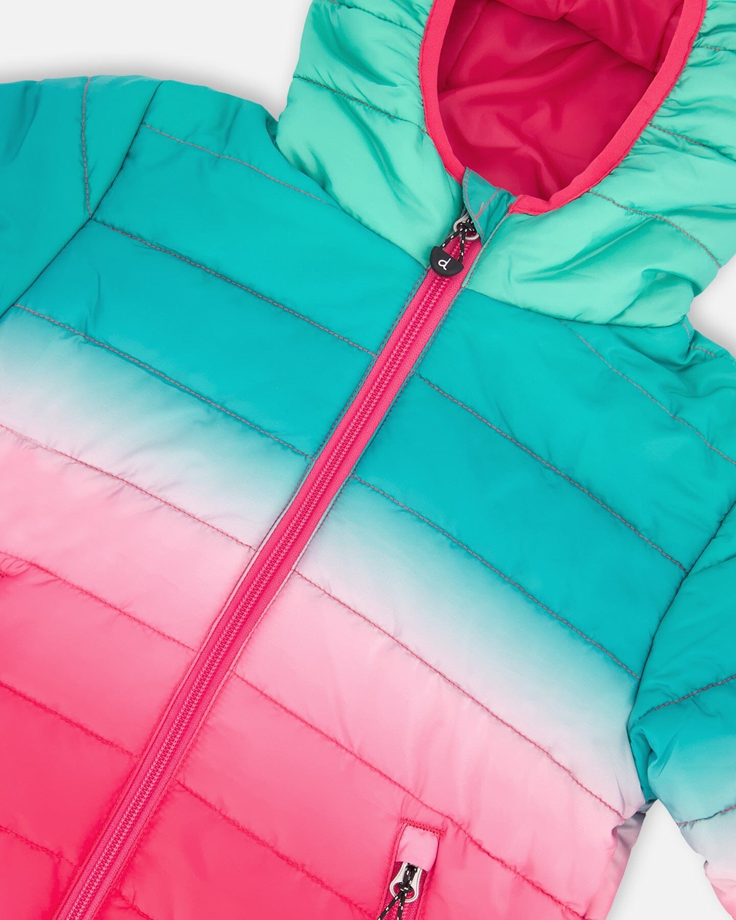 Quilted Mid-Season Jacket Green And Pink Gradient - H20W64_035