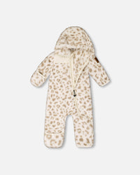 Baby Mid-Season Plush One Piece Outerwear Cream Leopard Print - H20W66_070