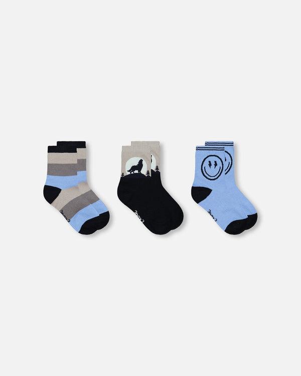 3-Pack Knit Socks Navy Blue - H20YBS_481