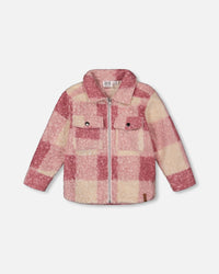 Zipped Plaid Overshirt Off-White And Pink - H20YG18_000